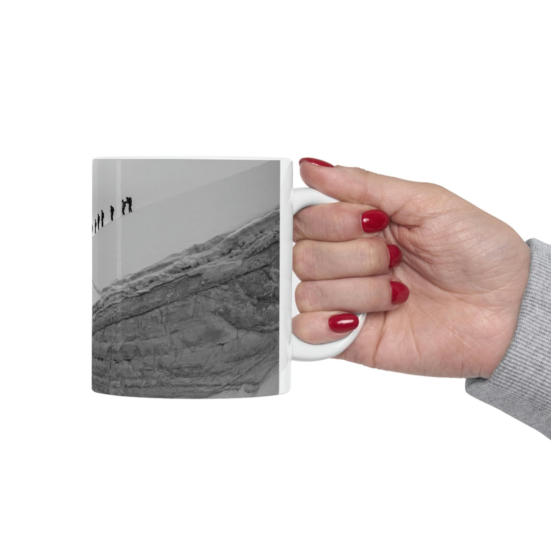 Preparing for the Climb in Black and White - Ceramic Mug 11oz - Visiting This World