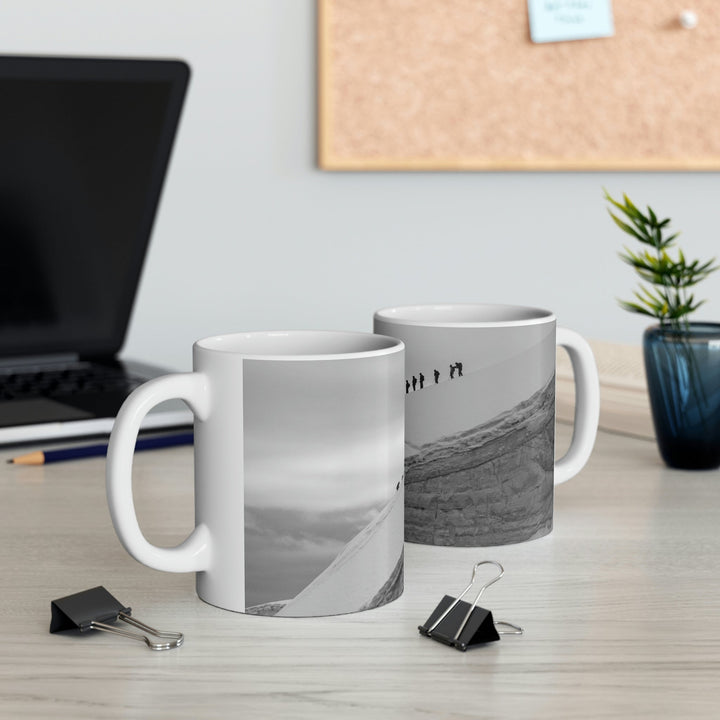 Preparing for the Climb in Black and White - Ceramic Mug 11oz - Visiting This World