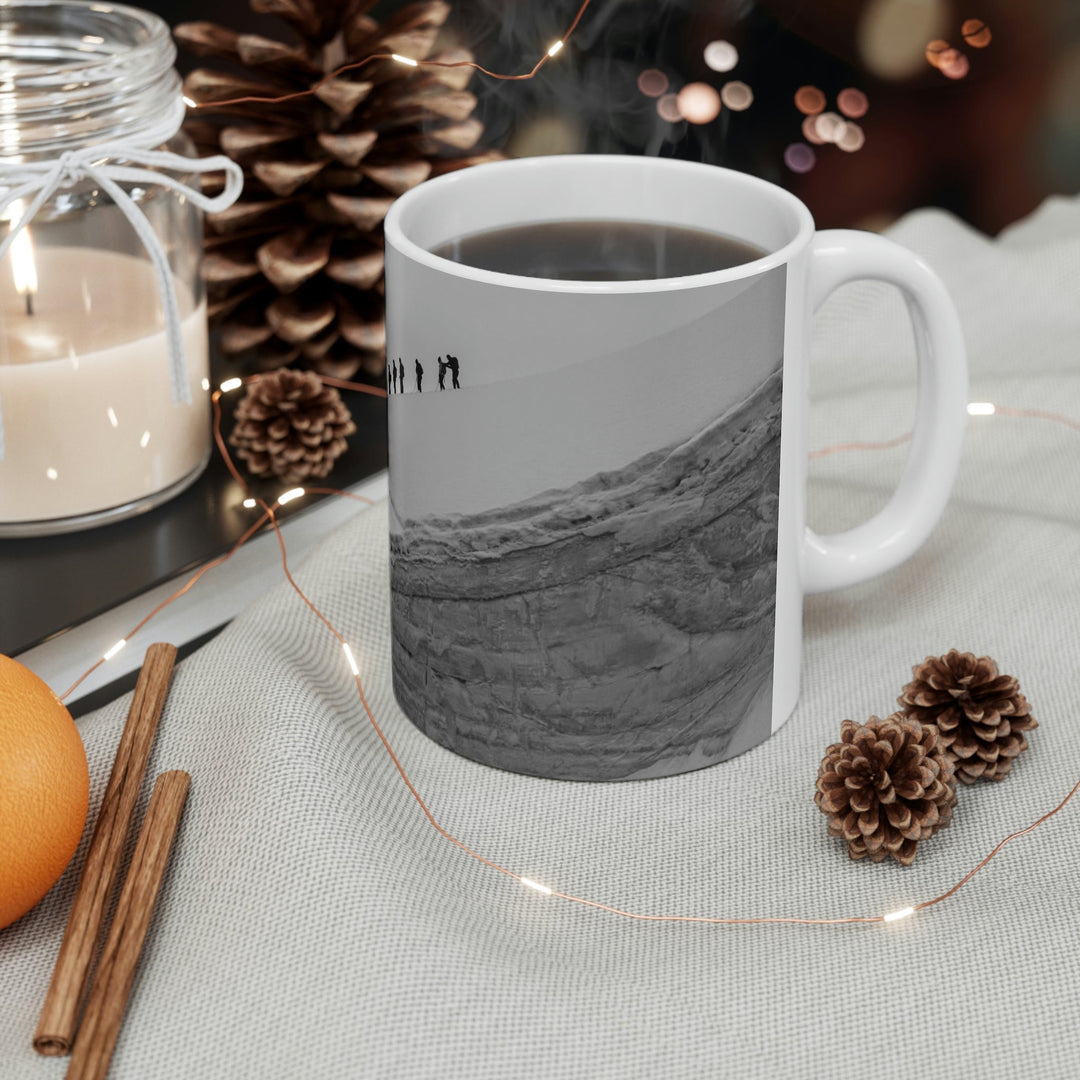 Preparing for the Climb in Black and White - Ceramic Mug 11oz - Visiting This World