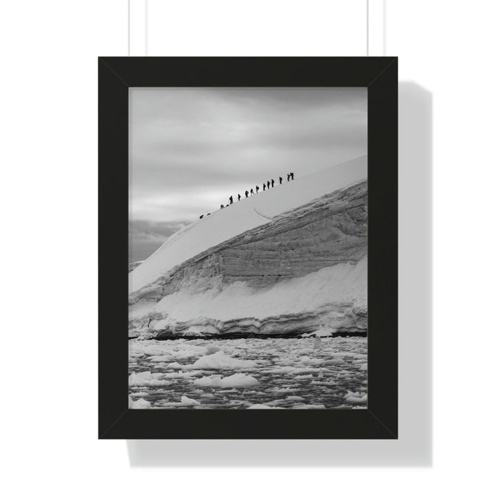 Preparing for the Climb in Black and White - Framed Print - Visiting This World