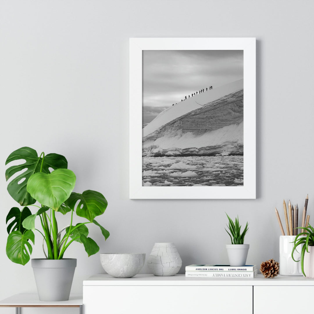 Preparing for the Climb in Black and White - Framed Print - Visiting This World