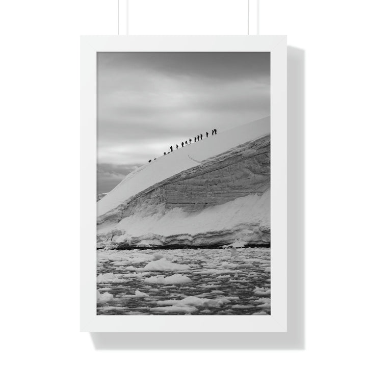 Preparing for the Climb in Black and White - Framed Print - Visiting This World