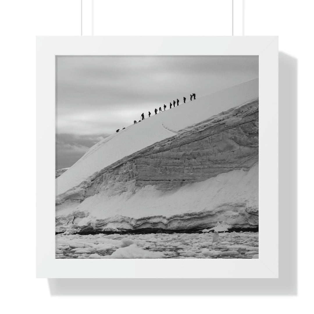 Preparing for the Climb in Black and White - Framed Print - Visiting This World