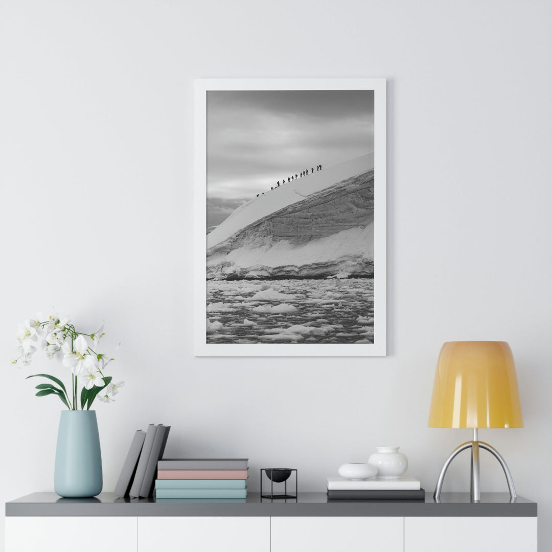 Preparing for the Climb in Black and White - Framed Print - Visiting This World