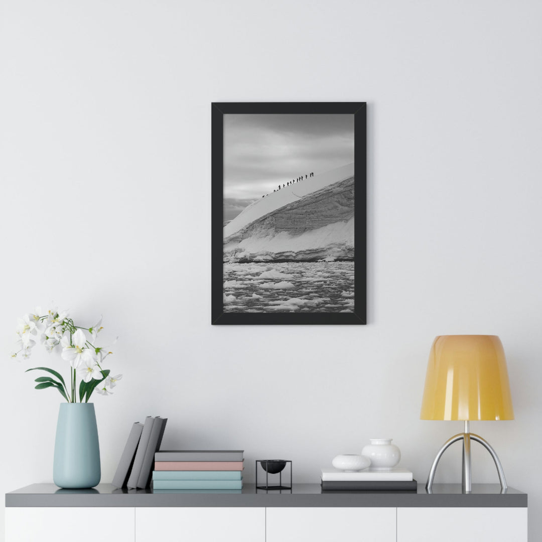 Preparing for the Climb in Black and White - Framed Print - Visiting This World