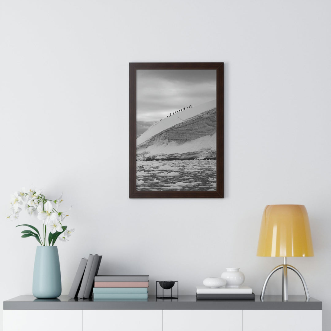 Preparing for the Climb in Black and White - Framed Print - Visiting This World