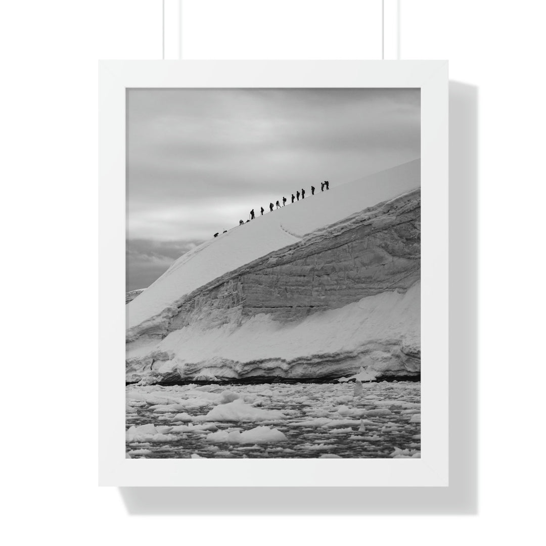 Preparing for the Climb in Black and White - Framed Print - Visiting This World