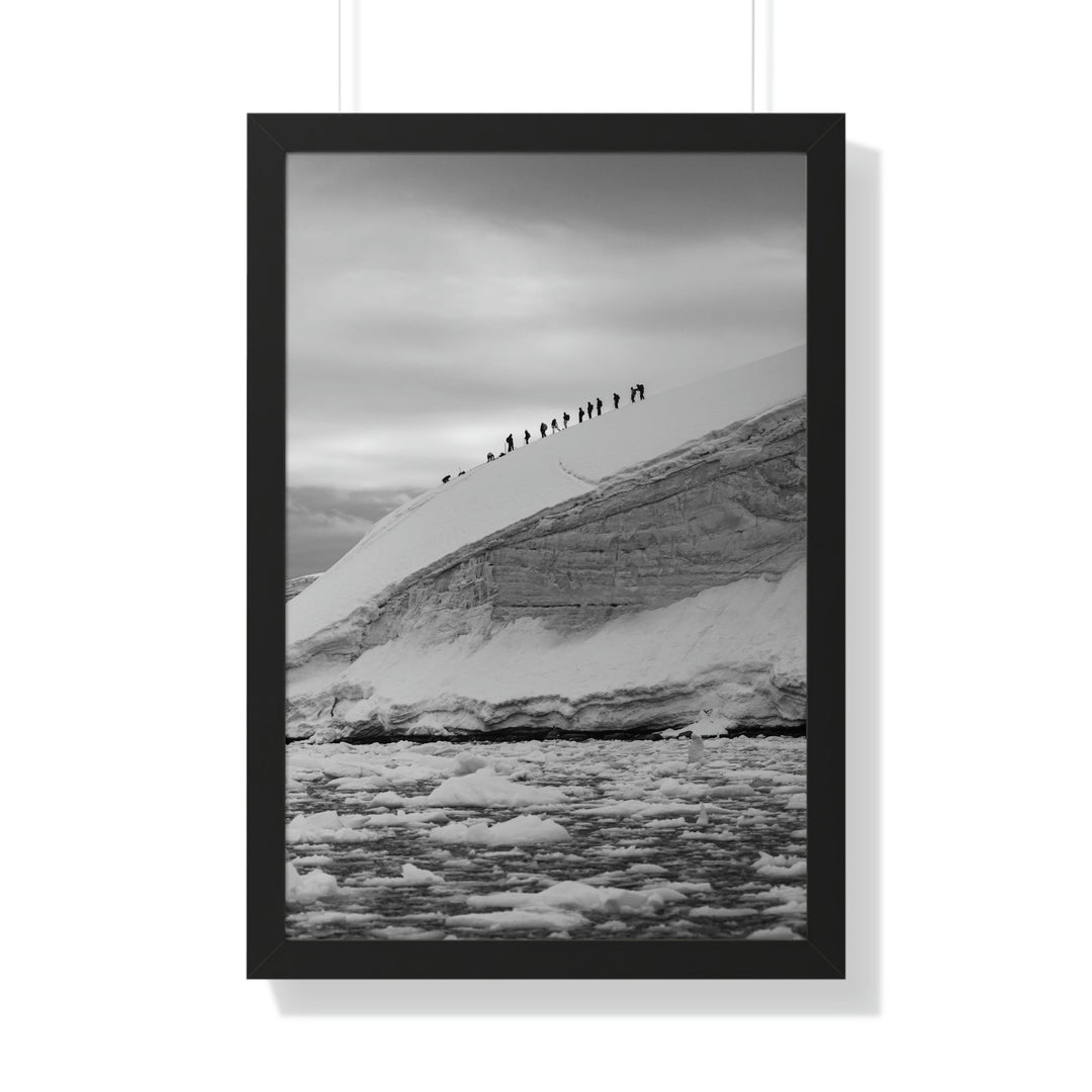 Preparing for the Climb in Black and White - Framed Print - Visiting This World