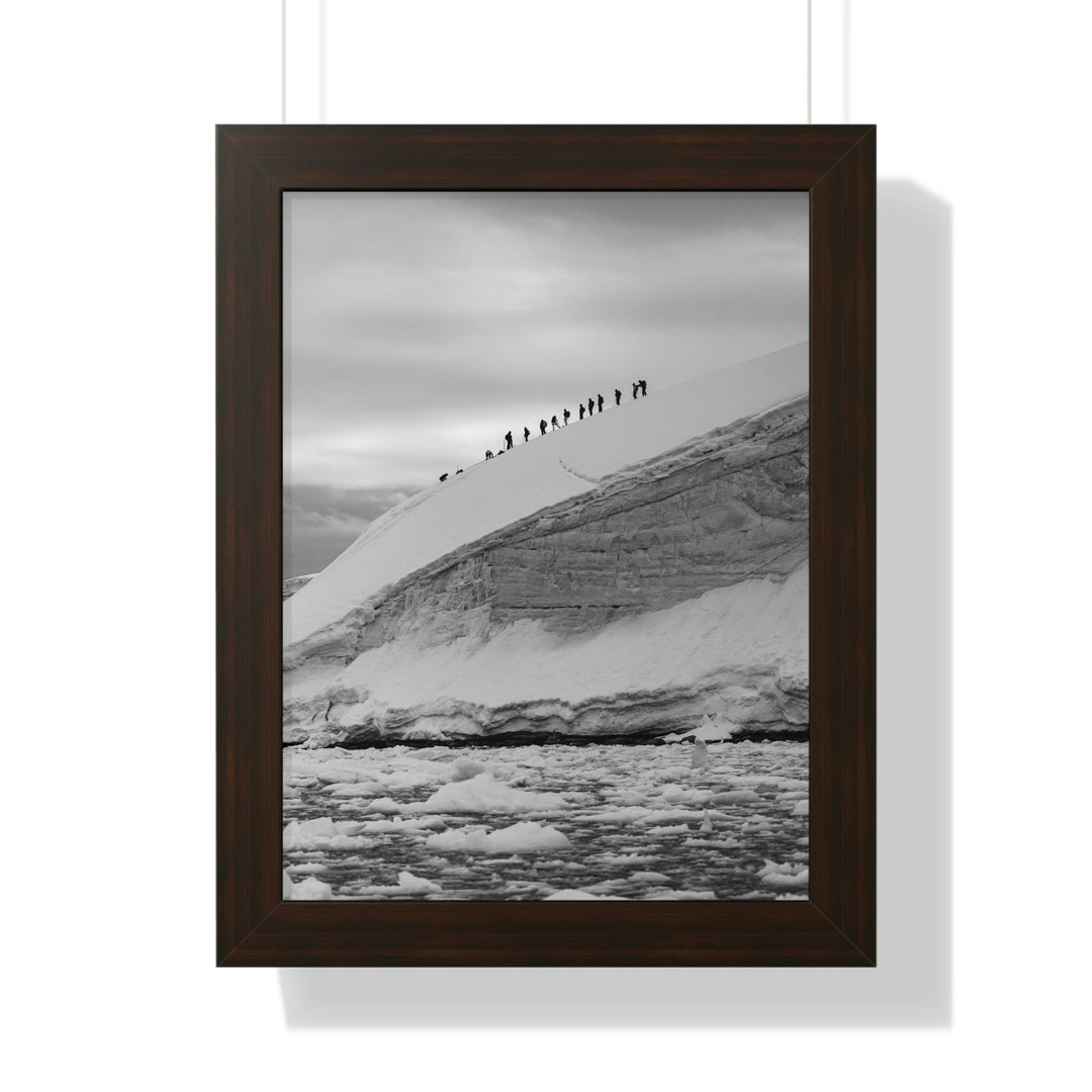 Preparing for the Climb in Black and White - Framed Print - Visiting This World