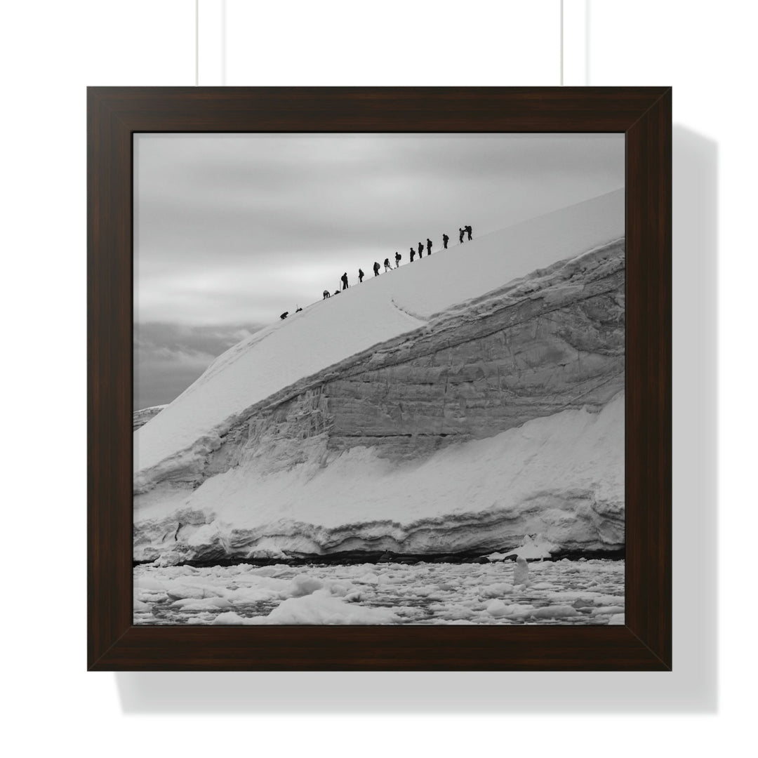 Preparing for the Climb in Black and White - Framed Print - Visiting This World