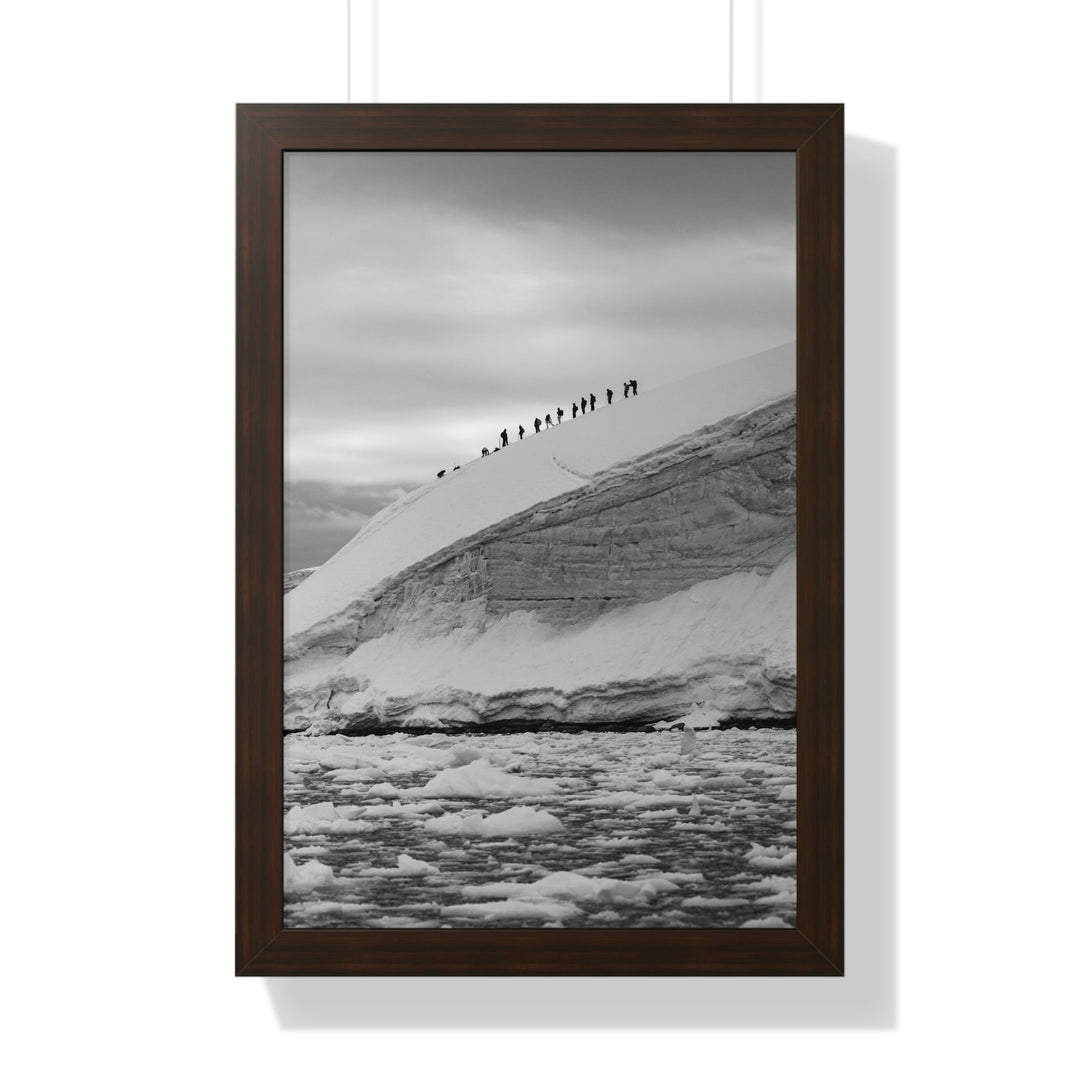 Preparing for the Climb in Black and White - Framed Print - Visiting This World