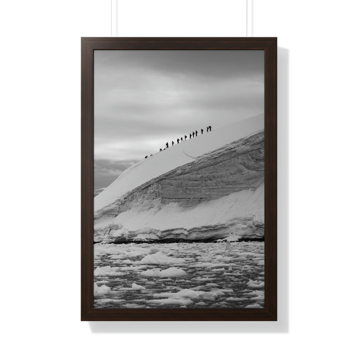 Preparing for the Climb in Black and White - Framed Print - Visiting This World