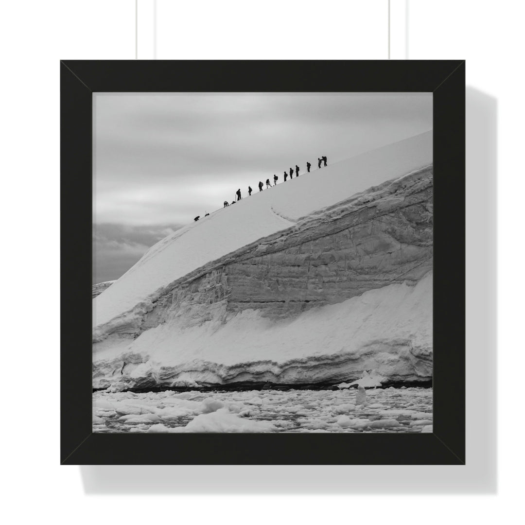 Preparing for the Climb in Black and White - Framed Print - Visiting This World