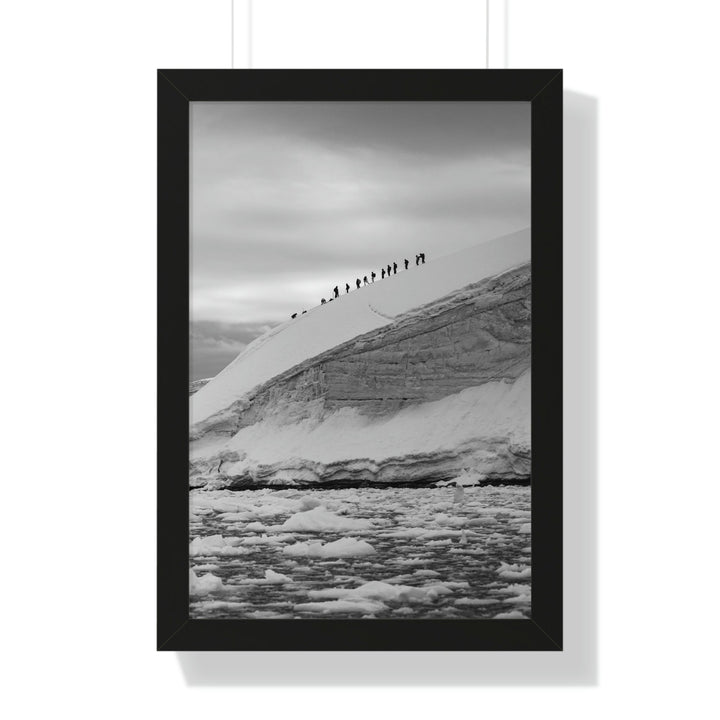 Preparing for the Climb in Black and White - Framed Print - Visiting This World