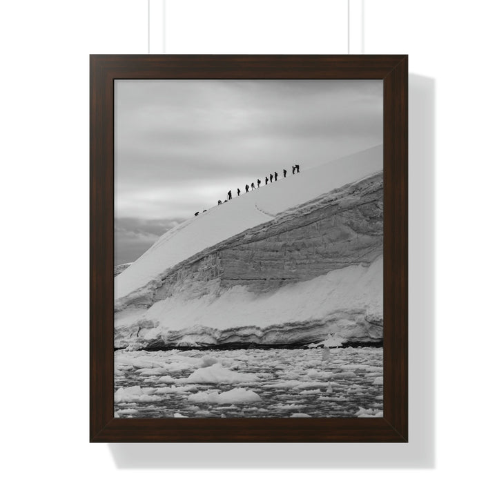 Preparing for the Climb in Black and White - Framed Print - Visiting This World