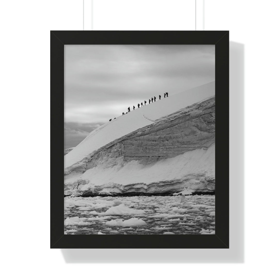 Preparing for the Climb in Black and White - Framed Print - Visiting This World