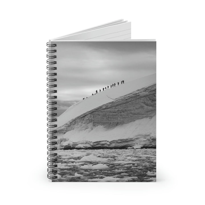 Preparing for the Climb in Black and White - Spiral Ruled Line Notebook - Visiting This World