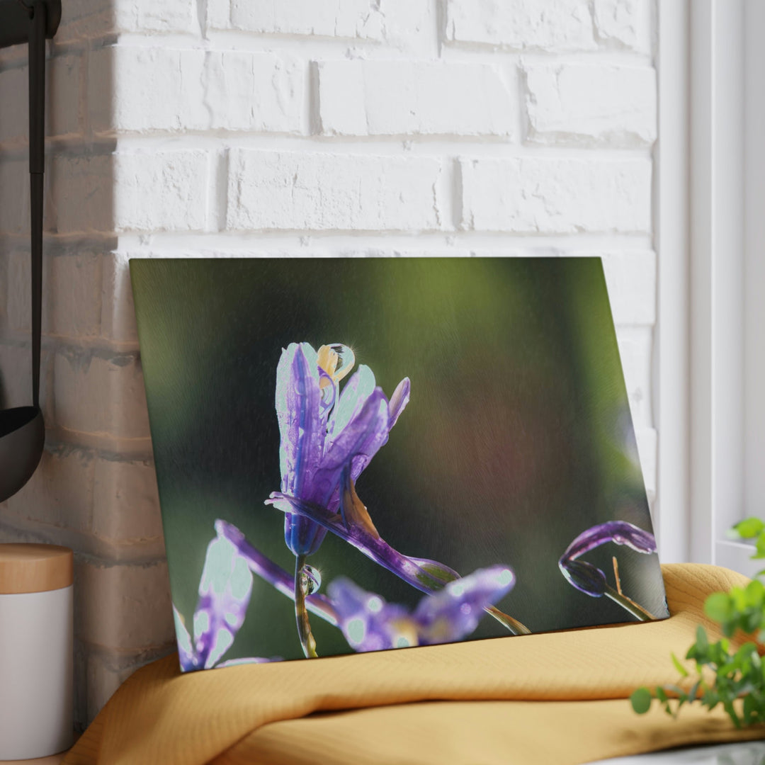 Purple Droplets - Glass Cutting Board - Visiting This World