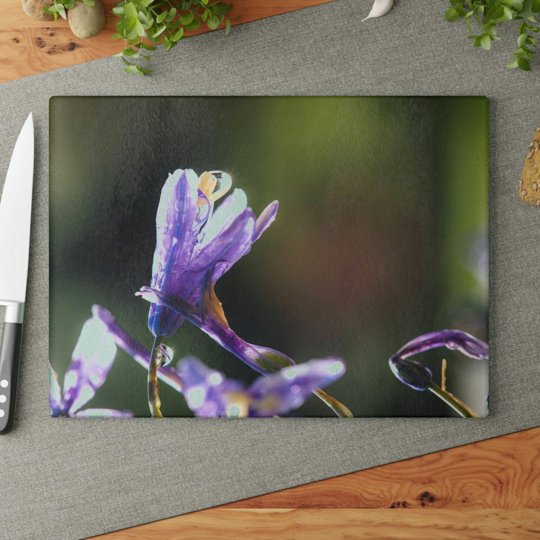 Purple Droplets - Glass Cutting Board - Visiting This World