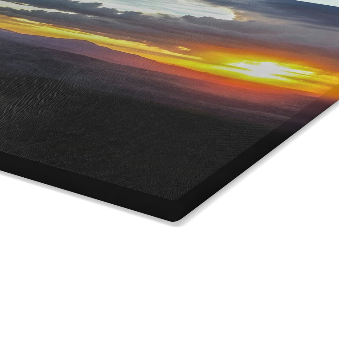 Rainy Sunset - Glass Cutting Board - Visiting This World