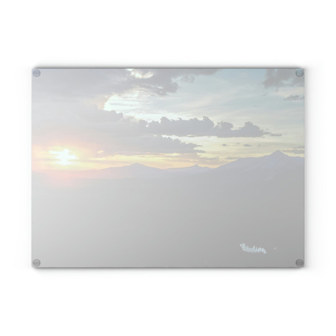 Rainy Sunset - Glass Cutting Board - Visiting This World