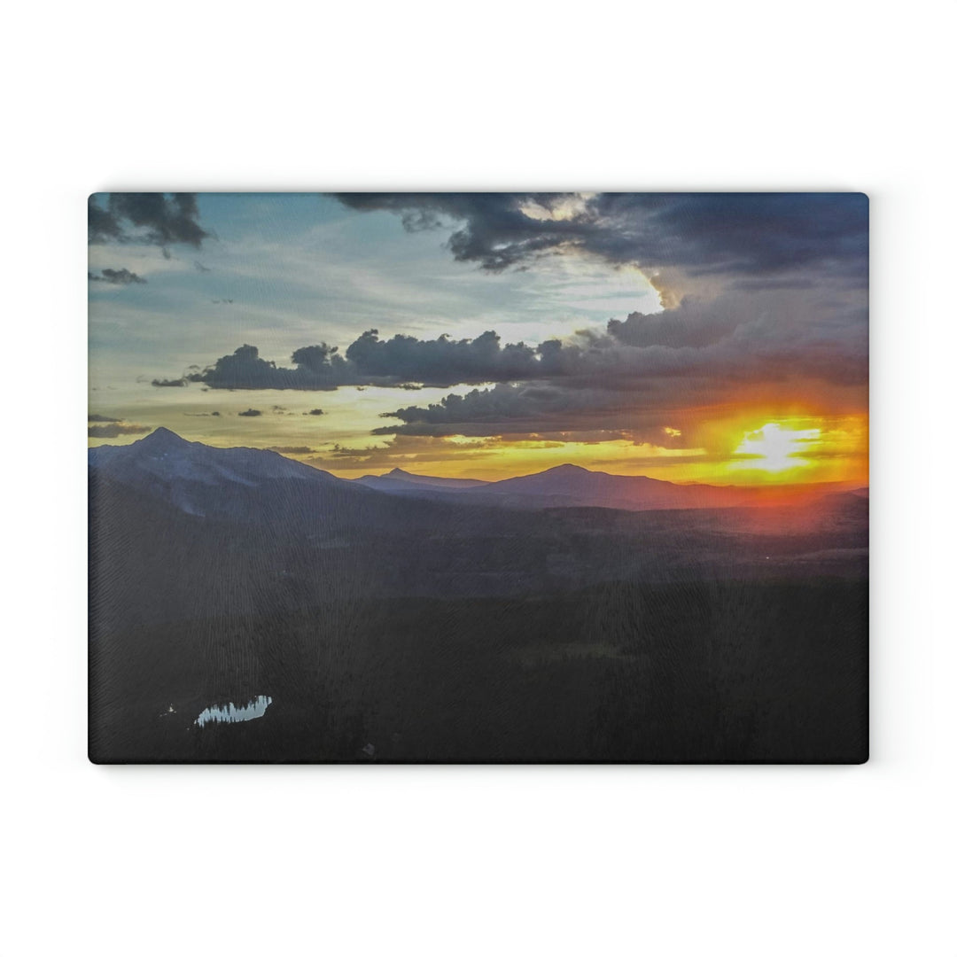 Rainy Sunset - Glass Cutting Board - Visiting This World