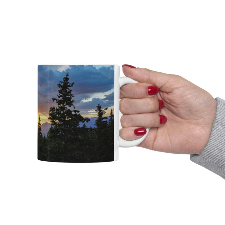 Rainy Sunset Through the Trees - Ceramic Mug 11oz - Visiting This World