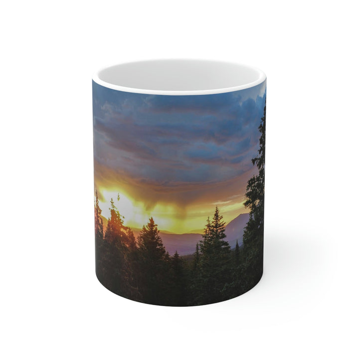 Rainy Sunset Through the Trees - Ceramic Mug 11oz - Visiting This World