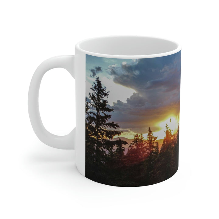 Rainy Sunset Through the Trees - Ceramic Mug 11oz - Visiting This World