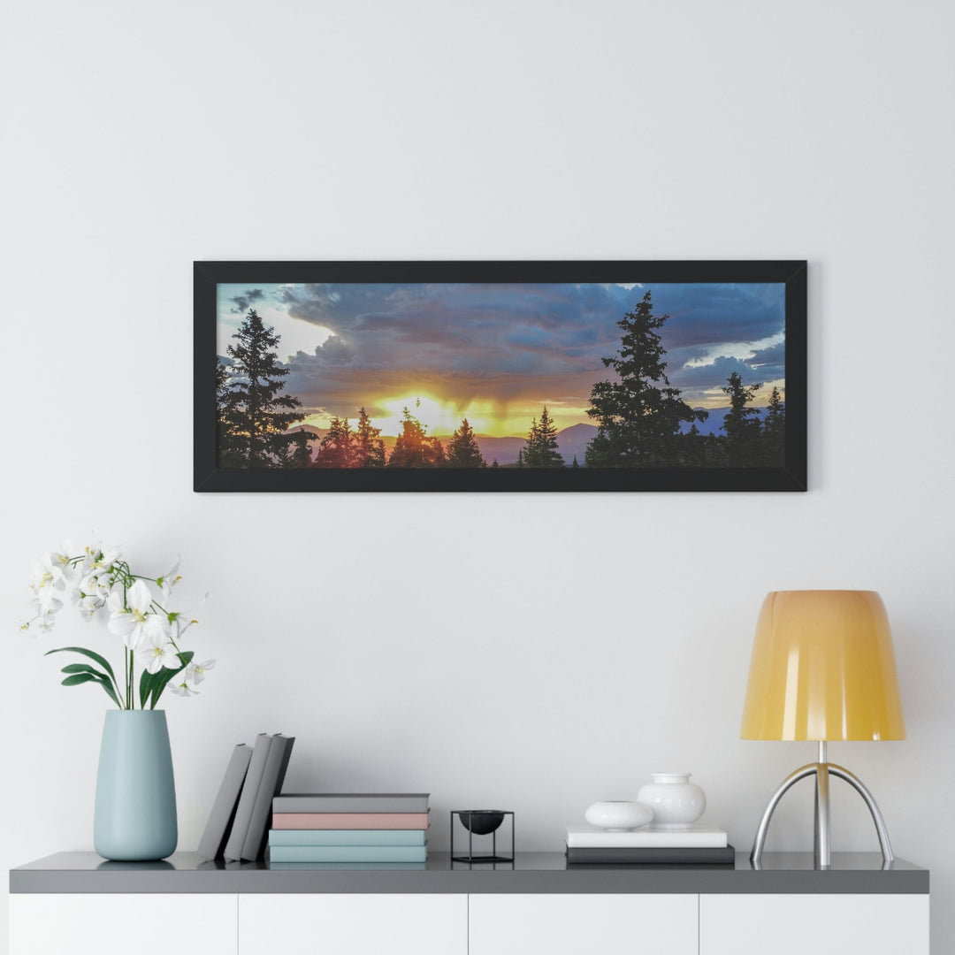 Rainy Sunset Through the Trees - Framed Print - Visiting This World