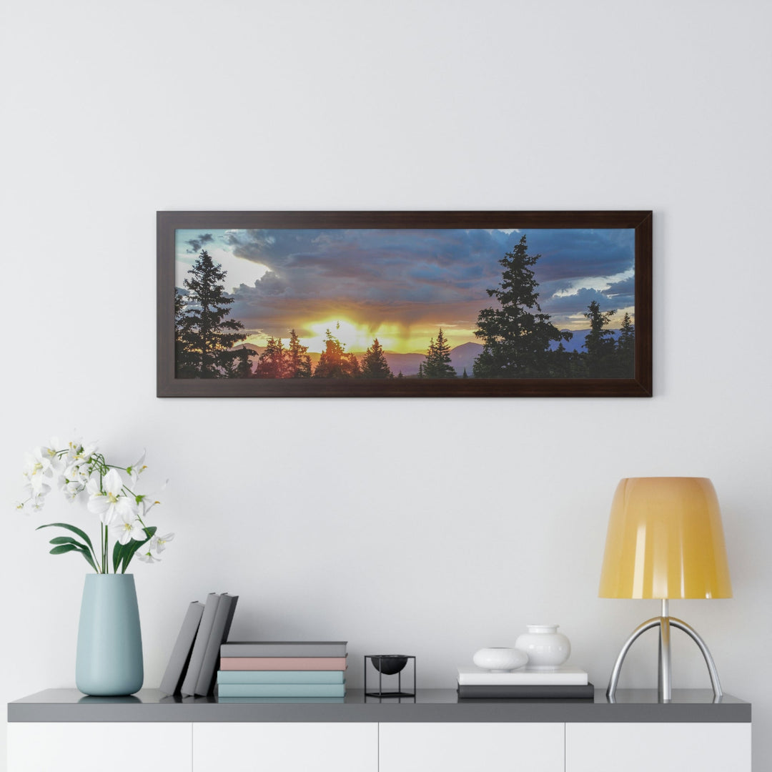 Rainy Sunset Through the Trees - Framed Print - Visiting This World