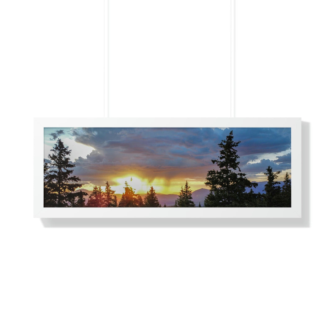 Rainy Sunset Through the Trees - Framed Print - Visiting This World