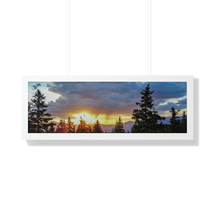 Rainy Sunset Through the Trees - Framed Print - Visiting This World