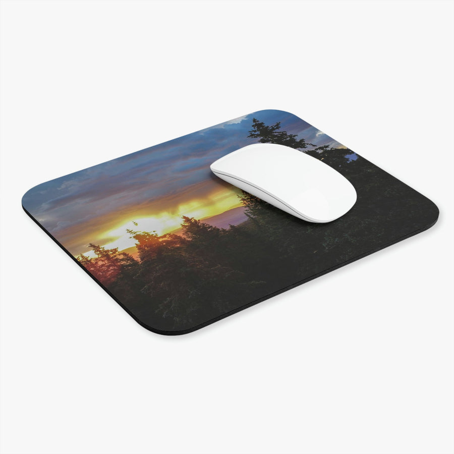 Rainy Sunset Through the Trees - Mouse Pad (Rectangle) - Visiting This World