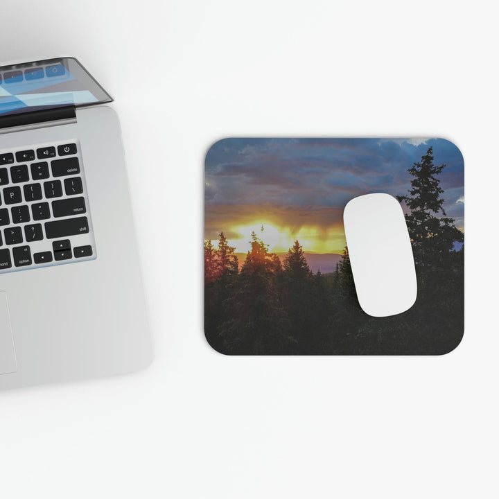 Rainy Sunset Through the Trees - Mouse Pad (Rectangle) - Visiting This World