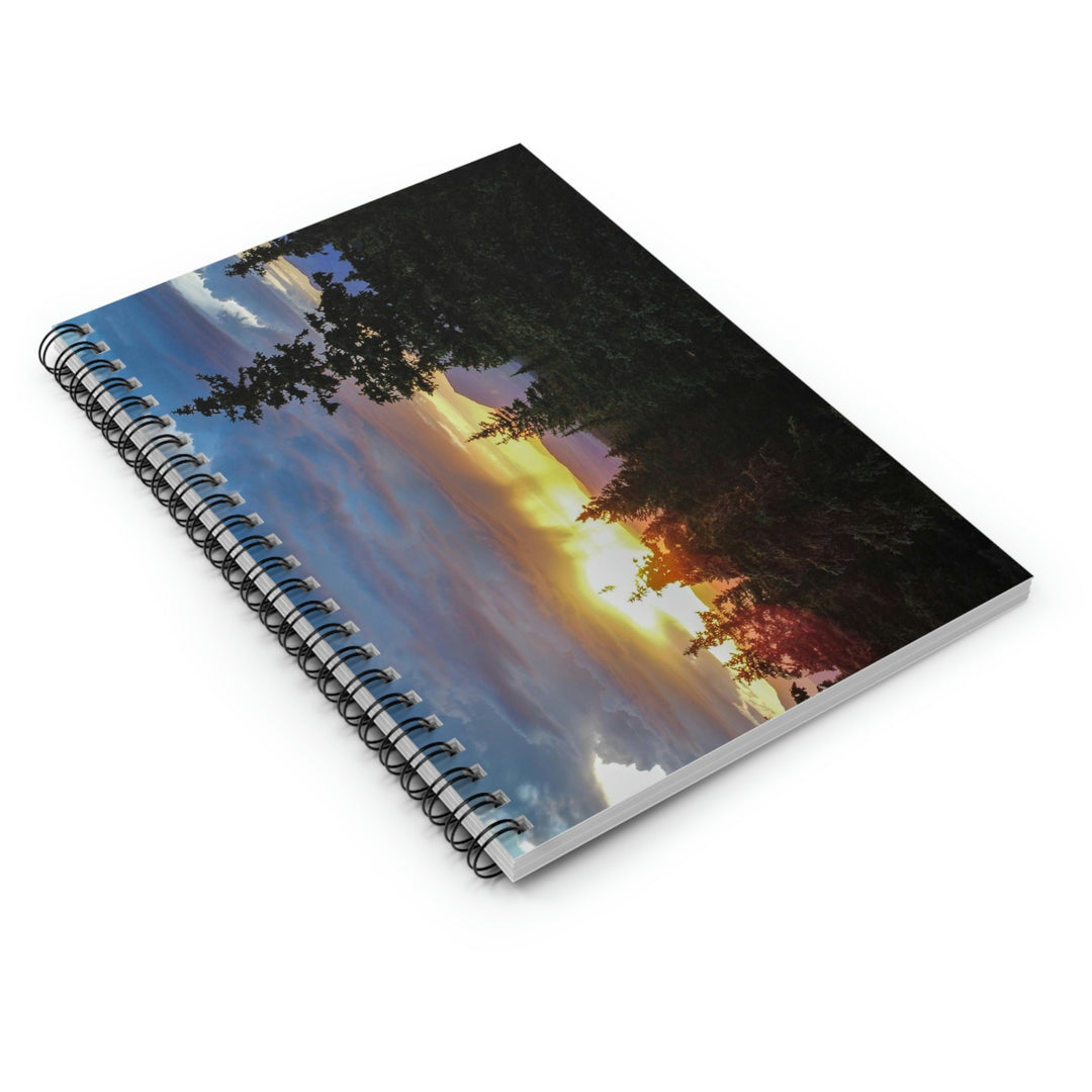 Rainy Sunset Through the Trees - Spiral Ruled Line Notebook - Visiting This World