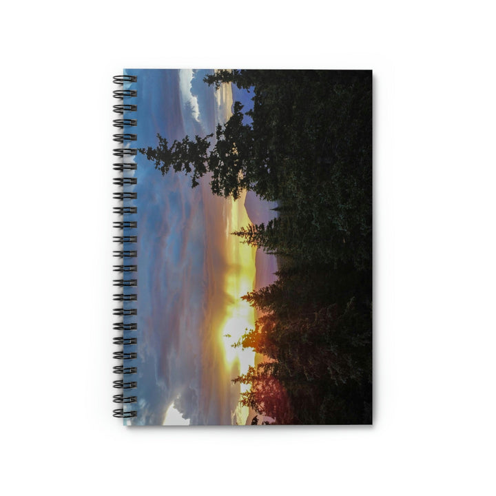 Rainy Sunset Through the Trees - Spiral Ruled Line Notebook - Visiting This World