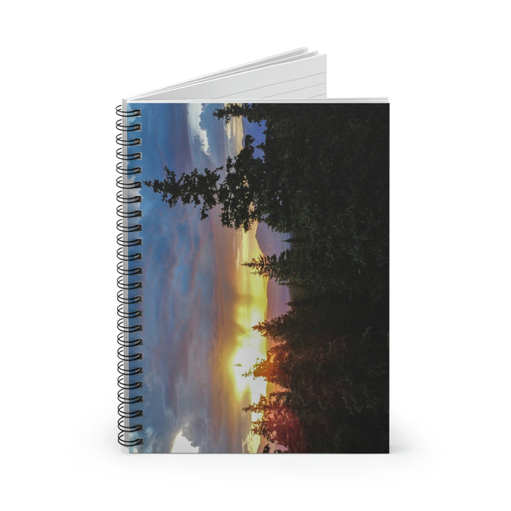 Rainy Sunset Through the Trees - Spiral Ruled Line Notebook - Visiting This World