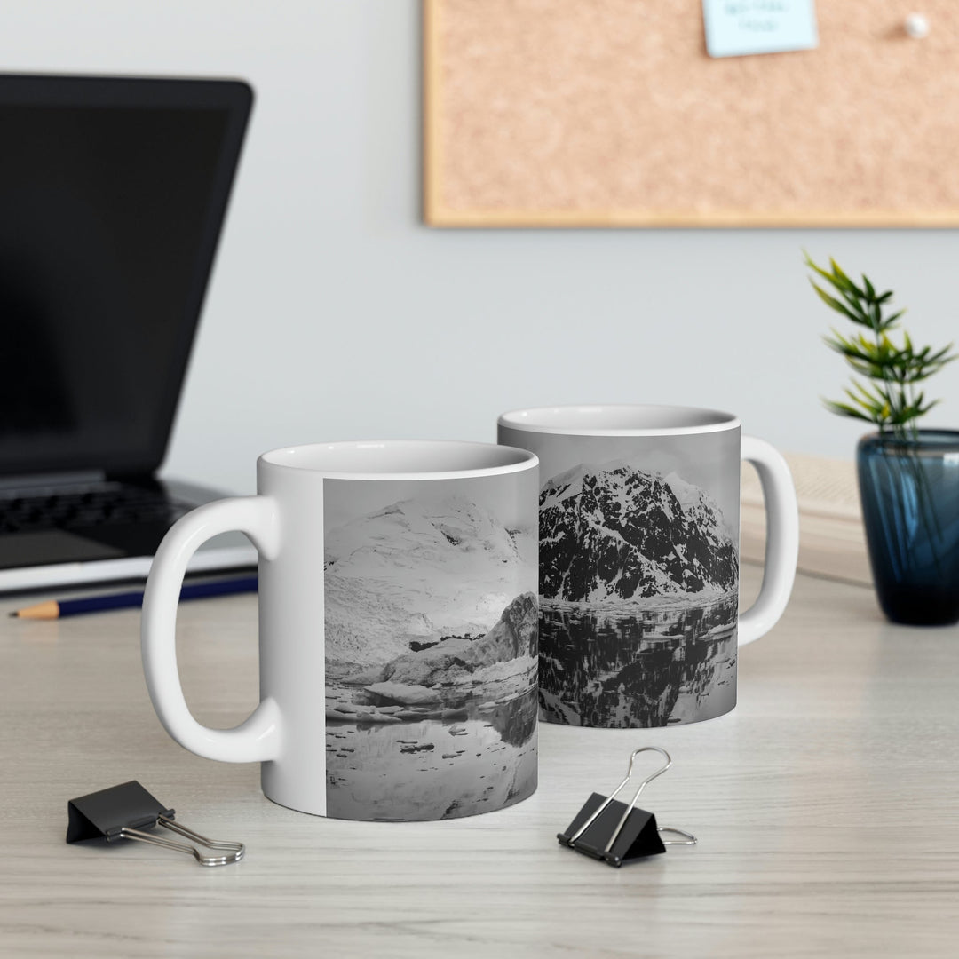 Reflected Calm in Black and White - Ceramic Mug 11oz - Visiting This World