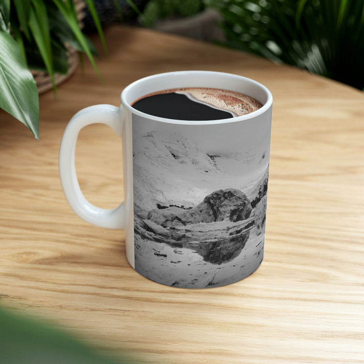 Reflected Calm in Black and White - Ceramic Mug 11oz - Visiting This World