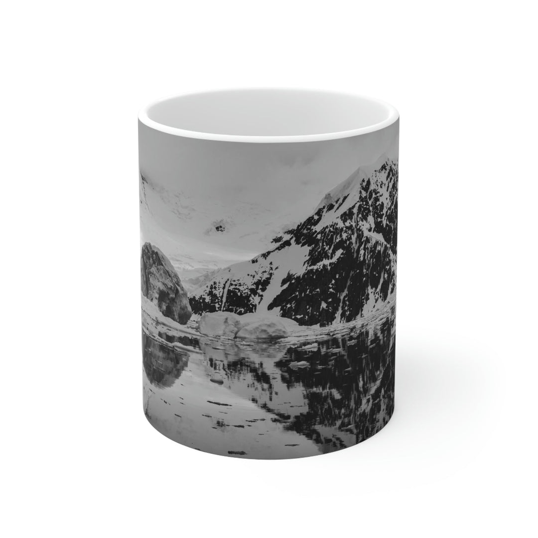 Reflected Calm in Black and White - Ceramic Mug 11oz - Visiting This World