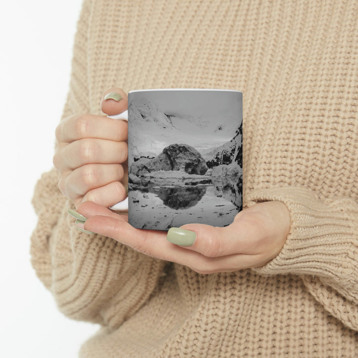 Reflected Calm in Black and White - Ceramic Mug 11oz - Visiting This World