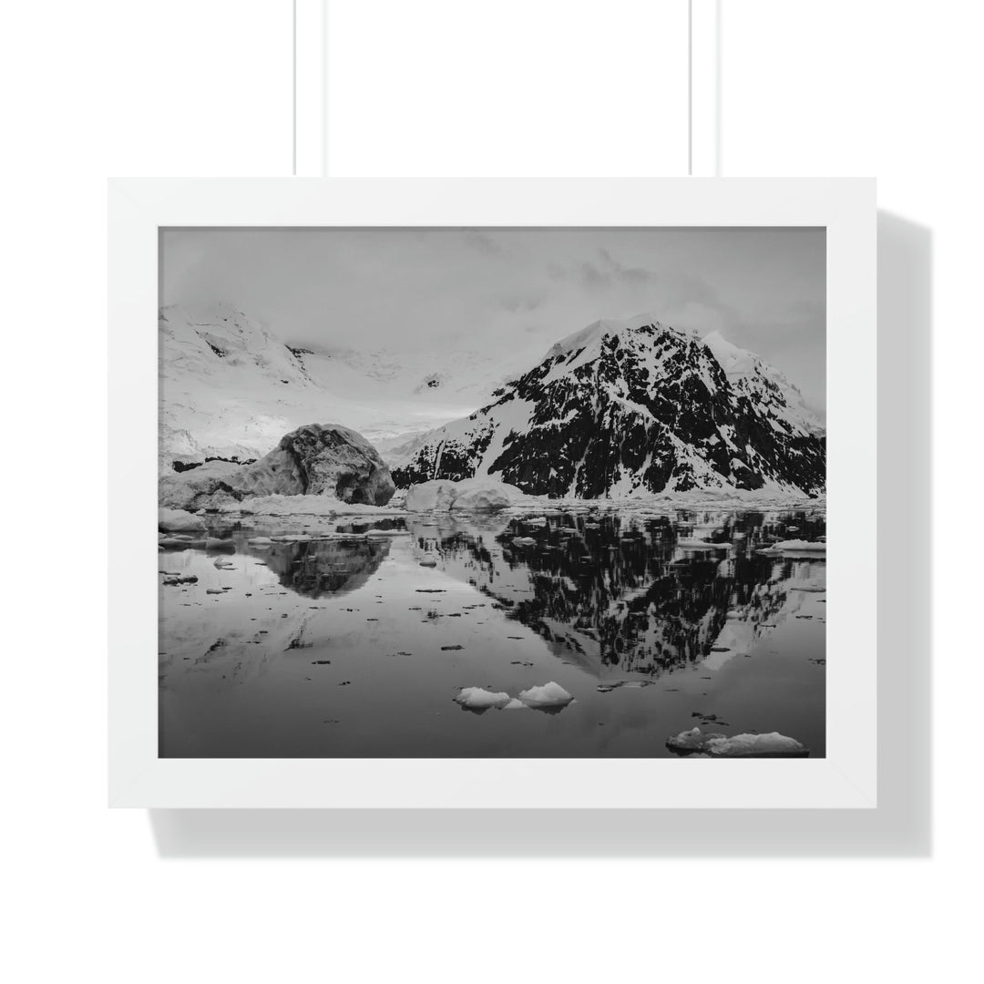 Reflected Calm in Black and White - Framed Print - Visiting This World