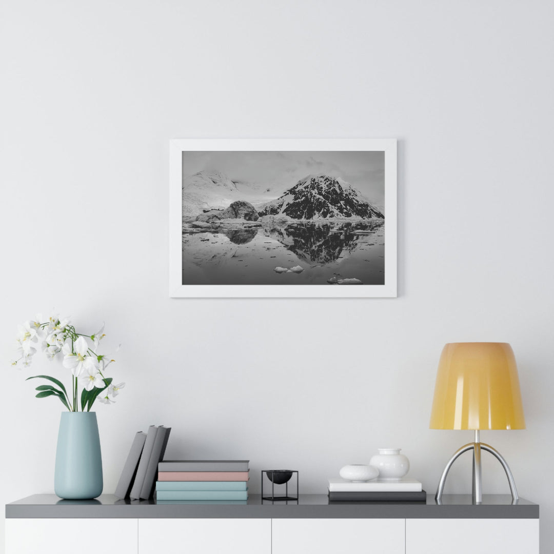 Reflected Calm in Black and White - Framed Print - Visiting This World