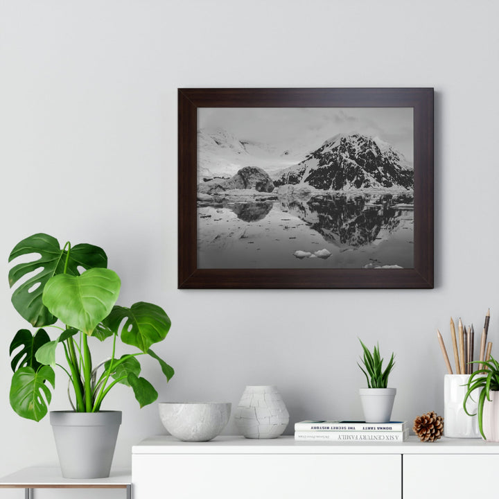 Reflected Calm in Black and White - Framed Print - Visiting This World