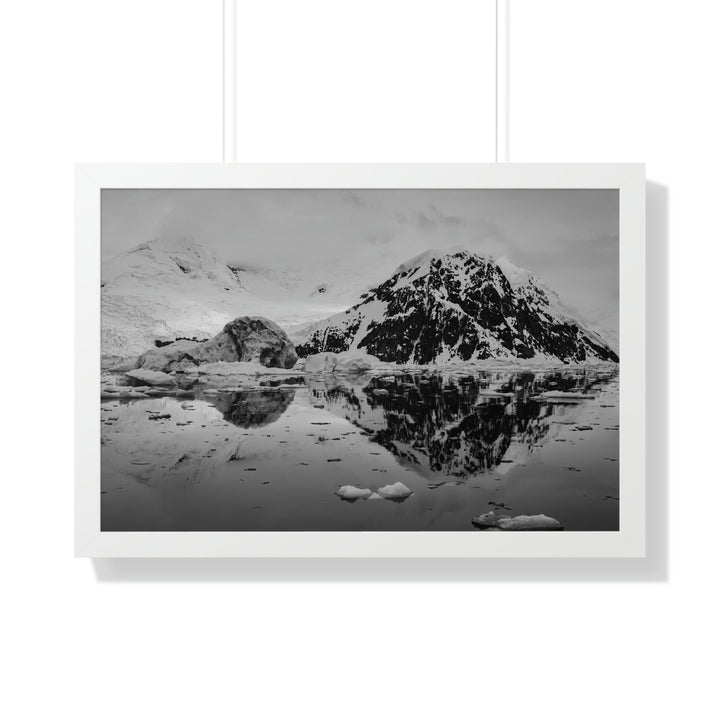 Reflected Calm in Black and White - Framed Print - Visiting This World