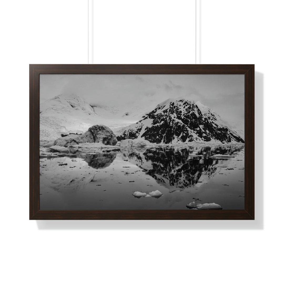 Reflected Calm in Black and White - Framed Print - Visiting This World