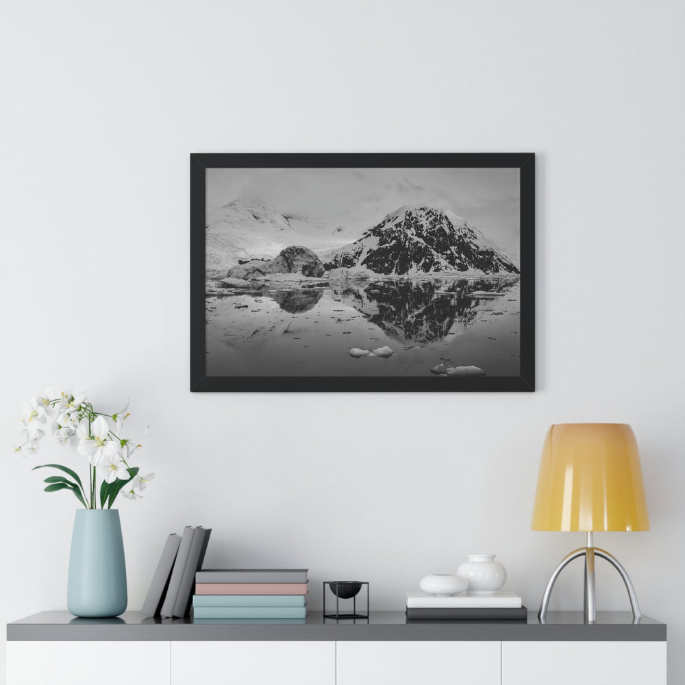 Reflected Calm in Black and White - Framed Print - Visiting This World