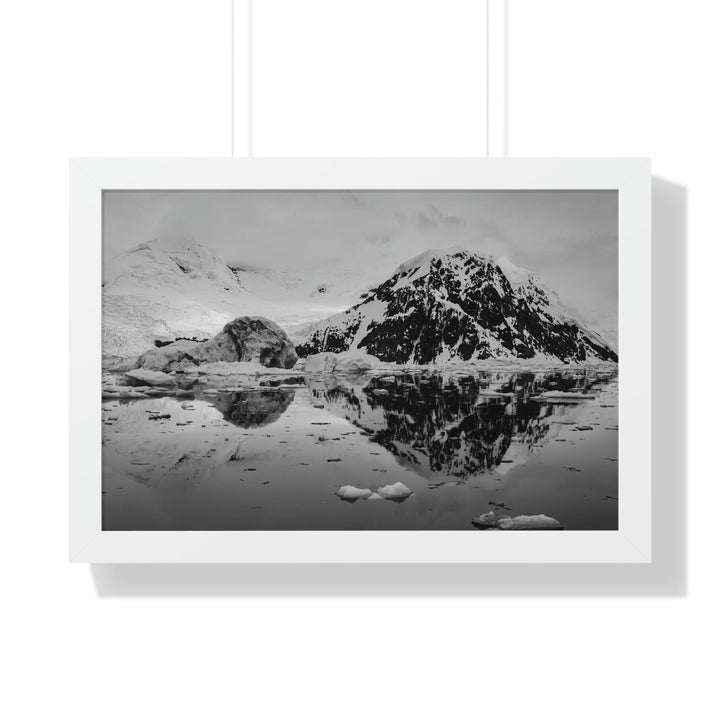 Reflected Calm in Black and White - Framed Print - Visiting This World