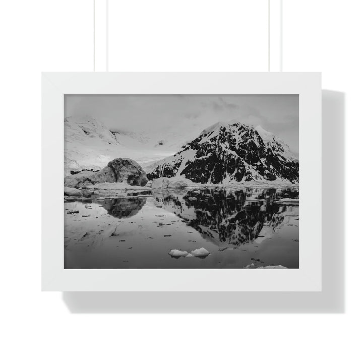 Reflected Calm in Black and White - Framed Print - Visiting This World